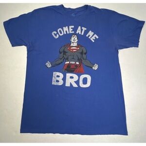 DC Comics Superman "Come At Me Bro" T-Shirt Men's XL Blue Graphic Tee Superhero